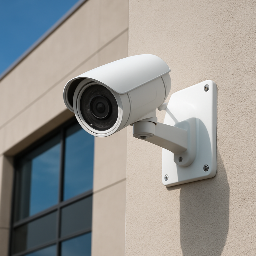 CCTV camera installation on building exterior